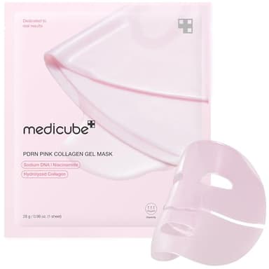 medicube Máscara de gel de gelatina de colágeno rosa Salmon DNA PDRN | Máscara facial nocturna para piel brillante de vidrio, elasticidad, hidratante, reafirmante e hidratante, cuidado de la piel