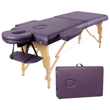 Higliocas Camilla de masaje plegable para cosméticos: mesa de masaje de madera de 2 zonas, mesa de masaje móvil, banco de masaje para fisioterapia y tatuaje