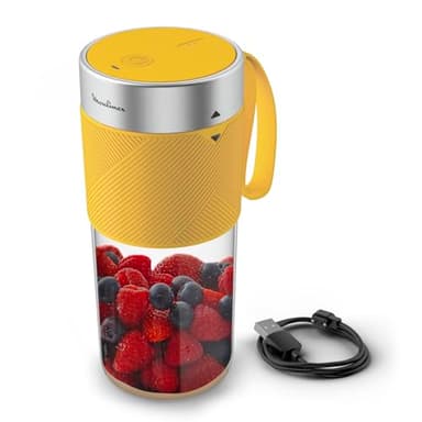 Moulinex Lightmix - Blender portátil, 300 ml, potente, recargable, amarillo Nest LM1C0210