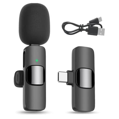 USB C Microfono Inalambrico Solapa para Android, Mini Microfono Inalambrico Plug&Play para Movil Streaming Youtube Facebook Tiktok Vlog Podcast Grabaciones de Video, con Chip de Reducción de Ruido