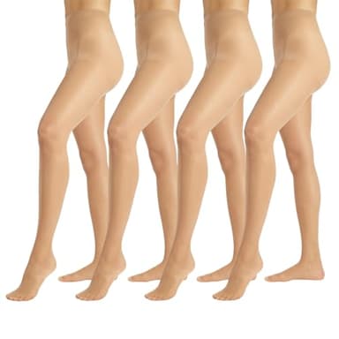 PIKY PACK 4 Pares Medias de Verano Mujer 8 Den, Medias Transparentes Efecto Bronceado, Pantys Verano Mujer Invisibles (FR/ES, Letras, L, XL, Regular, Regular, 4 Pares - Natural)