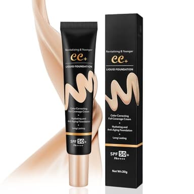 CC Cream Spf50+,Base De Maquillaje 2 En 1 + Protector Solar Spf50+,Crema Facial Con Color De Cobertura Total,Hidratante Y Antiedad,Unifica El Tono Y Oculta Imperfecciones,Acabado Natural Y Luminoso