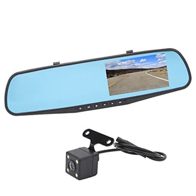Espejo con Cámara Integrada 4 3 Pulgadas 1080P HD Lentes Duales Estabilización De Imagen Retrovisor Inteligente para Coche Cámara Delantera Y Trasera De Estacionamiento Sin Deslumbramientos
