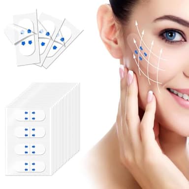SGERUFZ 80 Unidades Tiras de Lifting Facial Invisibles, Facelifting Tape para Forma de V en el Rostro, Lifting de Cara para Ocultar Arrugas, Herramientas de Maquillaje para Facelifting