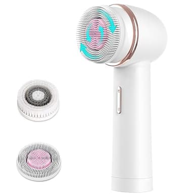 MYCARBON Cepillo Limpiador Facial Eléctrico 2500 mAh Recargable Masajeador Eléctrico Limpiador 2 Modos 360° Rotación Cepillo Facial 2 Velocidades 2 Repuesto IPX7 Impermeable FCD4 Blanco