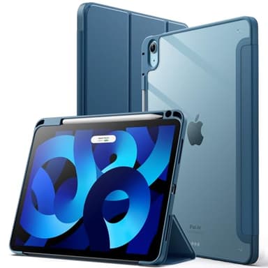 JETech Funda Solo para iPad Air 11 Pulgadas M4/M3/M2 (2026/2025/2024), iPad Air 5/4 (10,9 Pulgadas, 2022/2020) con Portalápiz, Clara Carcasa Trasera Slim Soporte Antigolpes Cover Tableta (Azul)
