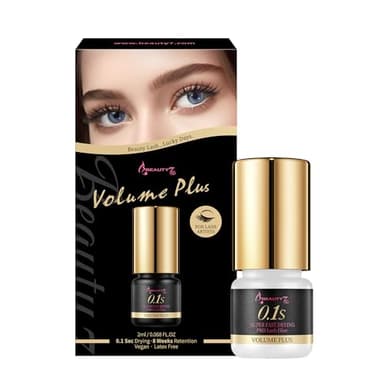 Volume Plus Negro Pegamento Adhesivo 0.1 Segundos de Secado Rápido para Extensión de Pestañas Pelo a Pelo 2ml