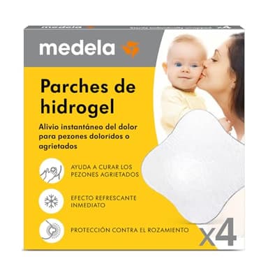 Medela parches de hidrogel, alivian el dolor y enfrían los pezones doloridos o agrietados, esterilizados y empacados individualmente, paquete de 4