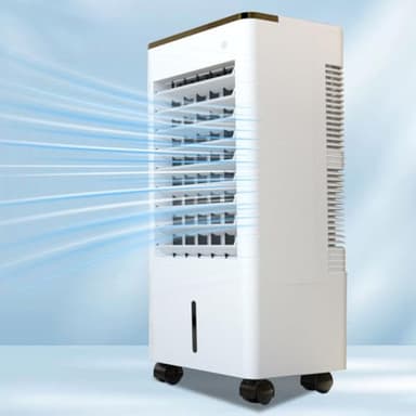 Aire Acondicionado Portatil con Tanque 3en1 Enfriador de Aire Silencioso 3 Velocidades Temporizador de 12 Horas Oscilación de 90ºCajas de Helado Ventilador de Enfriamiento para Dormitorio Oficina