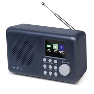 LAMEGA DR3P Radio Digital Portátil Dab/Dab+ y FM, Altavoz Bluetooth, Auriculares, Radio Portátil Pequeña, Alarmas y Reloj, Pantalla a Color - Gris Oscuro