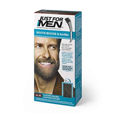 Just For Men Tinte Colorante En Gel Para Barba Y Bigote. Con Aloe y Aceite de Coco, para una Barba Sin Canas y con Aspecto Más Denso en 5 minutos. Tono Castaño Oscuro, M35