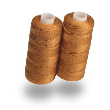 Lialina Orangegold Jeansgarn para máquina de coser [2 x 150m] - OEKO-TEX - Costuras como el original - Juego de hilo para jeans extra fuerte Nº 36 - Hilo para jeans para máquina de coser