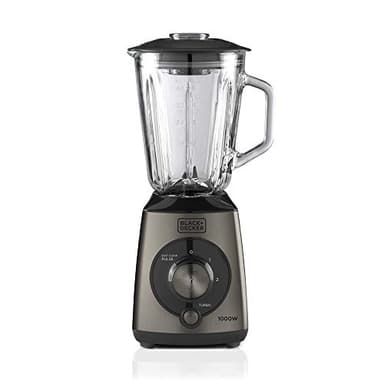 Black+Decker BXJB1000E Batidora de Vaso, 1000 W, 1.5 litros, Plástico, Gris