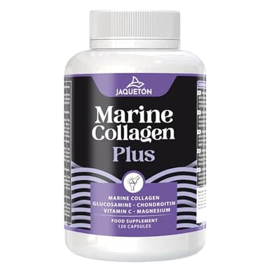 Colageno Marino Hidrolizado Puro + Blisglicinato de Magnesio (600mg + 200mg) I Colageno para Articulaciones Suplementos I Colageno y Magnesio + Vitamina C + Glucosamina y Condroitina I 120 cápsulas