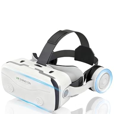 Gafas VR, 3D VR Gafas de Realidad Virtual VR Glasses Objetivo y Pupila Regulable para 4.7" - 7.2" Android/iOS Smartphone (Blanco)