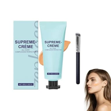 Crema Suprema Unificadora, Base CC con corrector hidratante, Resistente al sudor y al agua, Duración prolongada anti-transferencia, 80g (tono de piel medios)