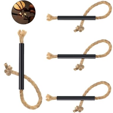 WDEC Juego de 4 Fat Rope – tu yesca de supervivencia para acero – resistente al agua – fácilmente inflamable y larga duración de combustión – para chimenea, hobo, senderismo, natural