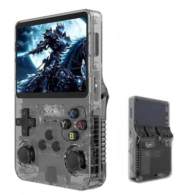 Consola Retro Portátil R36S,20,000 Juegos y 19 Emuladores–Linux Abierto, pantalla IPS de 3.5 pulgadas,batería de 3500 mAh,tarjeta TF de 64/128 GB–Consola de Mano–Ideal Niños y (Negro, 128, GB)