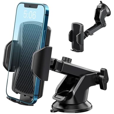 Hoppac Soporte Movil Coche, Sujeta Moviles para Coche Salpicadero & Parabrisas, Rotación de 360 ​​​​Grados y Liberación de un Botón, Porta Movil Coche para Teléfono 4-7 in