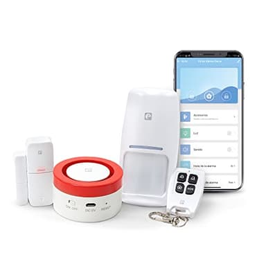 Garza Smart - Kit Sistema de Alarma Inteligente Wifi para el hogar, Sirena 120 dB, Sensor Movimiento y Apertura de Puertas/Ventanas, Alarma sin cuotas, Wifi 2,4 GHz, Control remoto a través de app