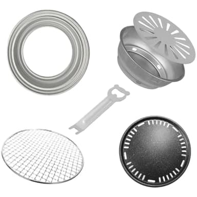 Opatiny Juego de parrilla para barbacoa al aire libre con mesa de fuego de carbón, rejilla de cocción y sartén para asar, construcción de acero inoxidable, multifuncional para asar y hervir, 32 x 32