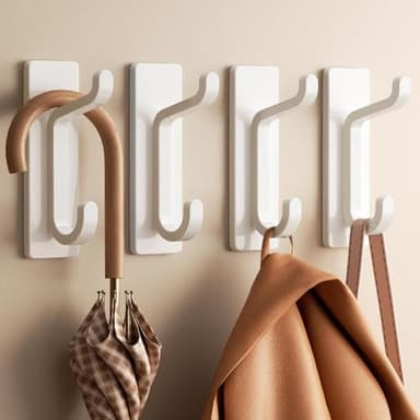 Gancho Adhesivo De Pared, Soporte Para Toallas De Baño, Gancho Para Toallas De Cocina, Gancho Adhesivo Para Abrigos, Accesorio De Pared Sin Taladrar, Impermeable, Inoxidable, Blanco, 4 Piezas