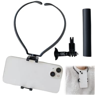 Ysnzaq VLOG/POV Soporte Movil Cuello, Soporte Cuello Telefono, Soporte para Cuello para Cámara De Acción con Clip Teléfono para iPhone, Samsung, GoPro Hero y Smartphone-GBZ Black