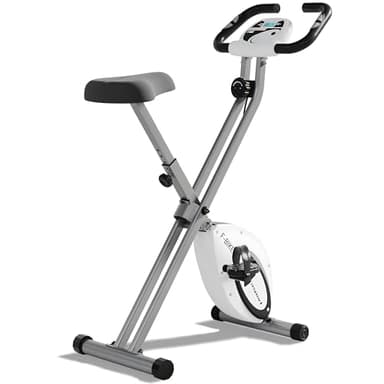 Ultrasport F-Bike Bicicleta Estática Plegable hasta 130 KG, Extra Silencioso con Sillín de Confort Ajustable I Bici Estática Plegable Indoor, Bicicletas Estáticas (Blanco-Plata)