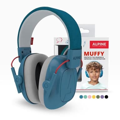 Alpine Muffy Protectores de Oído para Niños de 5 a 16 Años – Cascos Antirruido – Protección Auditiva Cómoda – Banda Ajustable – Azul