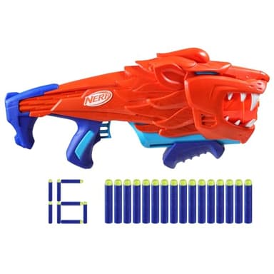 Nerf LIONFURY Lanzador de Juguete con Forma de León y 16 Dardos de Espuma para el Juego de Acción, Actividades al Aire Libre, Regalo para Niños y Niñas de 6 Años o Más