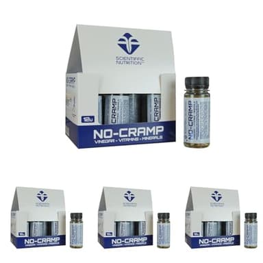 Scientiffic Nutrition NO-CRAMP Suplemento con Sodio, Potasio y Zinc, Elimina los Calambres y Contracturas Musculares, Rápida Actuación - 1 vial 60ml. (Paquete de 4)