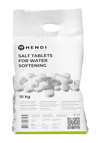 HENDI Sal en pastillas para descalcificador de agua, 10 kg, tabletas de sal regeneradora de alta pureza para ablandar y descalcificar el agua, cloruro de sodio NaCl,