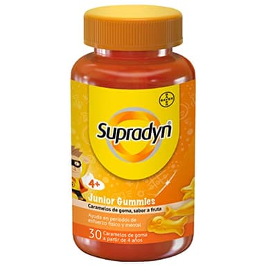 Supradyn Junior Gummies Vitaminas En Gominolas Para Niños Mayores De 4 Años, Vitaminas B, C, Omega 3 Y Colina Para El Crecimiento Y Desarrollo De Los Niños, Sabor Frutas, 30 Unidades (Paquete de 1)