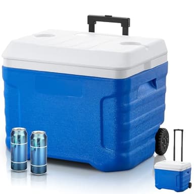 FOHERE Cooler, Nevera Portatil con Ruedas y Asa - 41L de Capacidad, Aislamiento Térmico de Espuma PU, Mantiene la Comida y Bebidas Frías hasta 92 Horas, Ideal para Camping, Playa y Picnics​