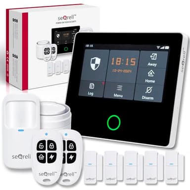 seQrell, Kit Alarma Casa con Aviso al Movil, Sistema de Alarma para Casa WiFi y 4G gsm sin cuotas con Pantalla Táctil 4.3” y Batería de 1500 mAh, Aplicación Tuya Smart Life, Alexa y Google, SQ4324C