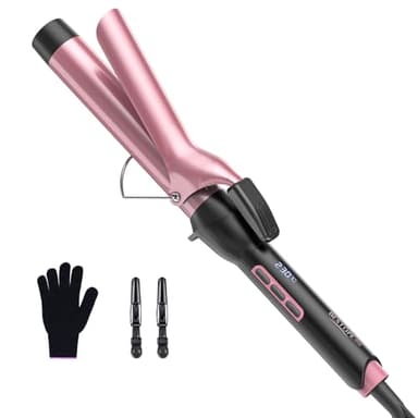 BESTOPE PRO Rizador pelo Ondas 25mm - Rizador de Cerámica Antiestático, Rizador con Pantalla LCD de 80-230°C, Calentamiento Rápido, para Rizos Naturales y Sueltos