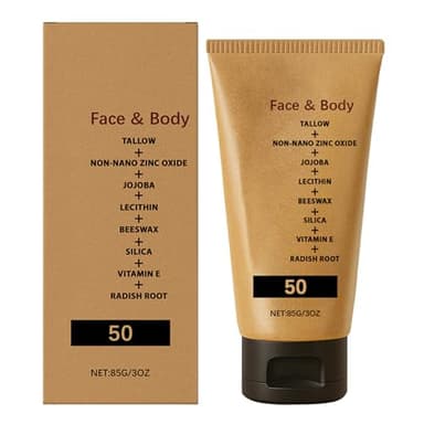 Protector solar mineral SPF 50 | Protector solar | Crema solar óxido zinc | hidratante Beef Tlow para la cara y el cuerpo | Ligero Tallows nurish Sun Shield Cream para mujeres, hombres
