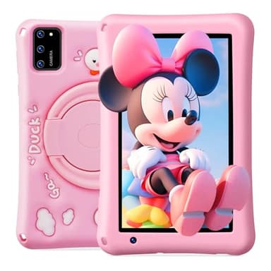 Tablet para niños 7 pulgadas, Tablet Android 13, Octa-Core, 8GB+64GB(mpliable 256 GB), Batería 5800mAh, Cámaras 5MP + 8MP, Pantalla HD, Control parental, Funda protectora de silicona para niños (Rosa)
