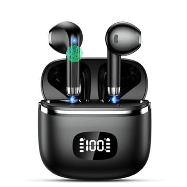 Auriculares Inalámbricos Bluetooth 5.3 Con 4 HD Mic HiFi Estéreo, Potentes Altavoces de 13.4 mm, LED Pantalla, IPX7 Impermeable