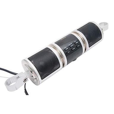 Riloer 12V Motocicleta Bluetooth Audio Sistema de Sonido, Impermeable Motocicleta MP3 Stereo Audio Radio Sonido Kit de Altavoces con Abrazadera de Montaje, Plata