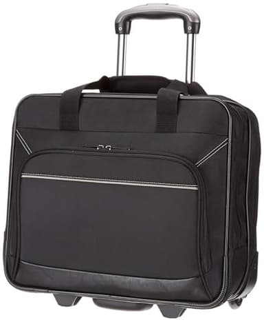 Amazon Basics Maletín para portátil con Ruedas de rápido Movimiento y Bolsillo Delantero accesible, Compatible con portátiles de hasta 15.6 Pulgadas (39.6cm), Negro