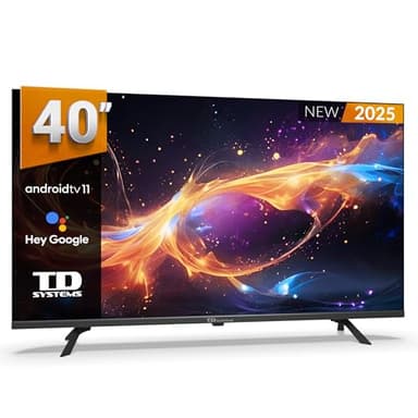 TD Systems - Smart TV 40 Pulgadas Full HD HDR sin Marcos, Android 11, Google Assistant, Control por Voz, televisión TDT 2025. Televisor con 3 años de Garantia - PRIME40K20GLE