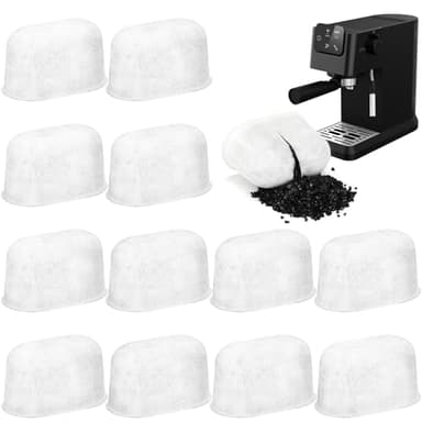 12 Filtros de Agua de Carbón Activado Repuesto, Filtro de Agua para Cafetera para Cafeteras, Mejora el Sabor y Calidad del Café, para Hogar, Oficina, Lounge y Cafetería