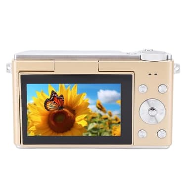 Fabater Cámara de Vídeo Digital Profesional 4K con Pantalla Abatible de 3" Lente de Enfoque Automático HD de 64MP, Zoom de 16X, Modo Retrato para Graduación e Hitos (Gold)