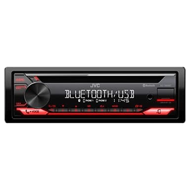 Radio para Coche con Bluetooth y Reproductor de CD - Autoradio 1-DIN con USB, AUX, 4 x 50 W, Manos Libres y teclas Retroiluminadas en Rojo | Reproductor de Musica JVC KD-T822BT