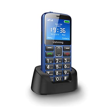 ukuu Teléfono Móvil para Personas Mayores con Botón SOS y Base Cargadora, Teclas Grandes Volumen Alto USB-C Bateria 1000mAh Pantalla Grande de 2,3 Pulgadas Fácil de Usar Celular para Ancianos - Azul