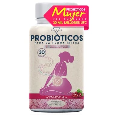 Probioticos Mujer - 200 cps | Ayuda para Vaginosis Bacteriana, Candida y Cistitus | Probioticos Mujer Flora Intima | 30 Mil Millones UFC/Día, Lactobacillus Reuteri, Rhamnosus, Crispatus, Arándano Rojo