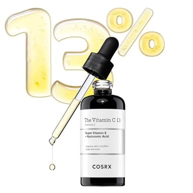 COSRX Pure Vitamin C 13% Serum con vitamina E y ácido hyalurónico, brillante y hidratante en la cara para líneas finas, tono de piel uniforme y piel dulla, 0.67fl.oz/20ml, Korean Skincare