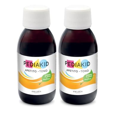 PEDIAKID - Apetito-Tono - Complemento alimenticio - Fórmula Exclusiva a base de Sirope de Agave - Estimula el apetito - Ayuda a aumentar de peso - Aroma Natural de Frambuesa - Lote de 2
