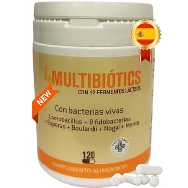 DIETÉTICA EUROPEA probioticos intestinales con bacterias VIVAS saccharomyces boulardii 50mg Regula la microbiota - probioticos y prebioticos intestinales lactobacillus acidophilus Fabricado en España